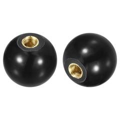 2Pcs M5 Copper Thread 16mm Dia Threaded Ball Knobs for Machine Handle, Black