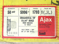 2 Pairs! Ajax #9556, 3/8 inch Inset Semi Concealed Self-Closing Cabinet Hinge
