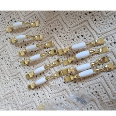 Vintage Gold and White Ceramic Drawer Pulls Cabinet Handles Lot of 21 Mixed