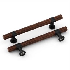 homdiy 10 Pack Black Cabinet Handles 5 Inch Hole Centers Walnut Wood Grain
