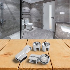 1 Set Bath Hinge Brackets Shower Screen Hinges ABS Chrome Plating Shower Holder