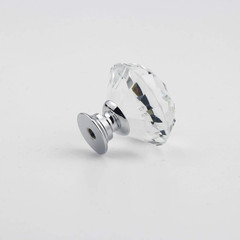5 Pack Crystal Glass Cabinet Knobs-30mm Diamond Shape Pulls Handles for Drawer D