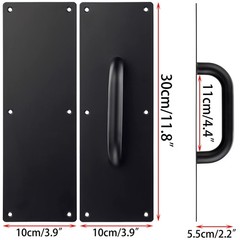 2 Sets 12 Inch Black Stainless Steel Pull Push Plate Door Handle Screws Home