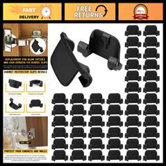 50 Pack Cabinet Hinge Restrictor Clips, 70-110° Angle Limiter for Soft Close Doo