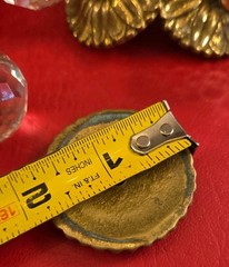 VTG Faceted Crystal Knob Pull W/Brass Medallion Back Plate Hollywood Regency