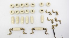 Ceramic & Brass Drawer Pulls Swinging Handles & Knobs Mixed Lot of 46 Pieces