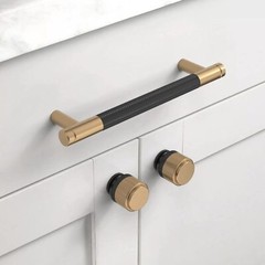 10 Pack 5 Inch(128mm) Matte Black and Champagne Bronze Cabinet Pulls Knurled Cab