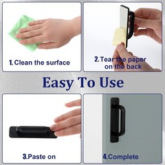 2 Pack Black Adhesive Stick-On Cabinet Handles – No Drill Peel & Stick Pulls