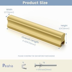6-Pack Adjustable Drawer Pulls 1in to 4in Hole Centers Matte Gold Cabinet