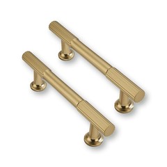 10 PCS 3.5 Inch Solid Kitchen Cabinet Handles Brushed Gold Satin Brass Pulls