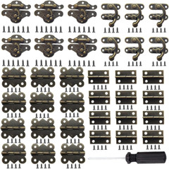 36 Sets Retro Jewelry Box Hinges and Latches Hardware, Small Bronze Brass Latch