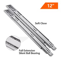 Soft-Close Ball Bearing Drawer Slides Full Extension 12″-20″ 100lb Capacity