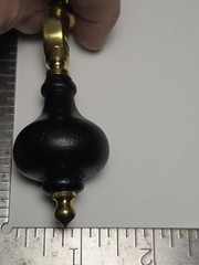 Vintage Brass & Wood Drop Drawer Pull Handle Pendant Colonial Revival Cabinet