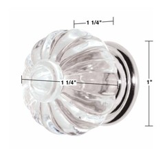 Clear Acrylic Cabinet Knobs and Pulls 1 1/4 Inch Dia Chrome Back Pack of 10