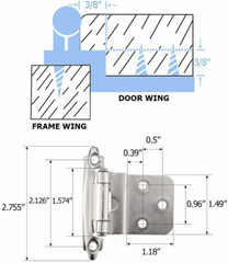 3/8″ Inset Offset Kitchen Cabinet Doors Hinges Self Closing Face Mount Lot