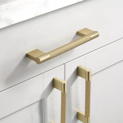 10 Pack 3″(76mm) Brushed Gold Cabinet Handles Knurled Cabinet Pull Kitchen Gold