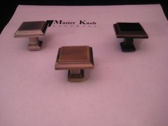 Square 1-1/4 Inch In BSN, AB and ORB Finish Kitchen Cabinet Handle Knob #1071
