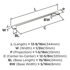 Versa 12-5/8 inch (320mm) Center-to-Center Polished Nickel Cabinet Pull, BP55534