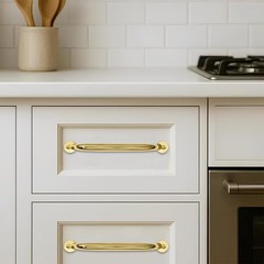 10 Pack 31/2 Inch Hole Center Polished Brass Cabinet Pulls Heavy Duty Solid