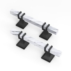 Pack 3 Inch Marble Cabinet 3 inch (76mm) hole center 10 White Marble & Black