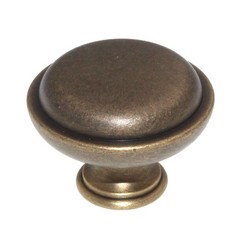 Solid Brass 1 1/2″ Classic Brass Hutter Cabinet Knob Weathered Brass 1146WB