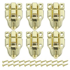 6Pcs Duck-Billed Toggle Hasp Latch with Padlock Hole Box Toggle Latch Gold