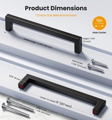 30 Pack 5 Inch Hole Center Kitchen Cabinet Handles – Solid Zinc Alloy Square …