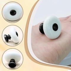 6Pcs White Ceramic Drawer Knobs, round Vintage Dresser Knobs with Black Point &