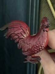 Rustic Red Solid Metal Cast Iron Drawer Knobs Pulls Roosters/Chicken Hardware