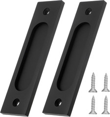2PCS Sliding Barn Door Handles Matte Black Recessed Pulls 6″ with Screws
