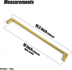 Brushed Brass Cabinet Pulls with 10” Hole Centers, Modern Style Zinc Alloy Cabi
