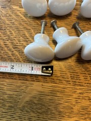 13 Vintage White Porcelain Oval Cabinet Drawer Knobs Pulls Approx. 1 X1.5 In.