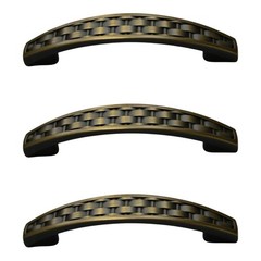 Allen + Roth 3” Aged Brass Basket Weave Cabinet Pulls (3) Dual Mount NEW RARE