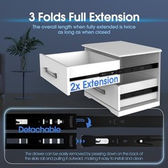 SHUHANG 14″ Push Open Drawer Slides 100lb Capacity Side Mount Ball Bearing