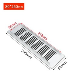 80mm Silver Aluminum Ventilation Grille for Cabinets Wardrobes and Doors