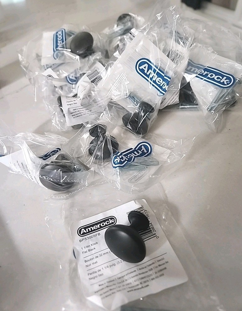 Amerock BP53005-FB Flat Black Cabinet Hardware Knob 1-1/4″ Knob (25 Total!)