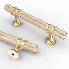 Asidrama 10 Pack 3 Inch(76mm) Knurled Brushed 3″ Hole Center, Brass