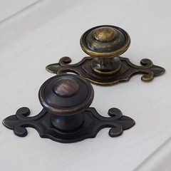 MFYS Retro Furniture Knobs and Handles Antique Bronze Knob with Backplate