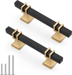 10 Pack 3 Inch Black and Gold Cabinet Pulls Modern Kitchen Hardware Stainless