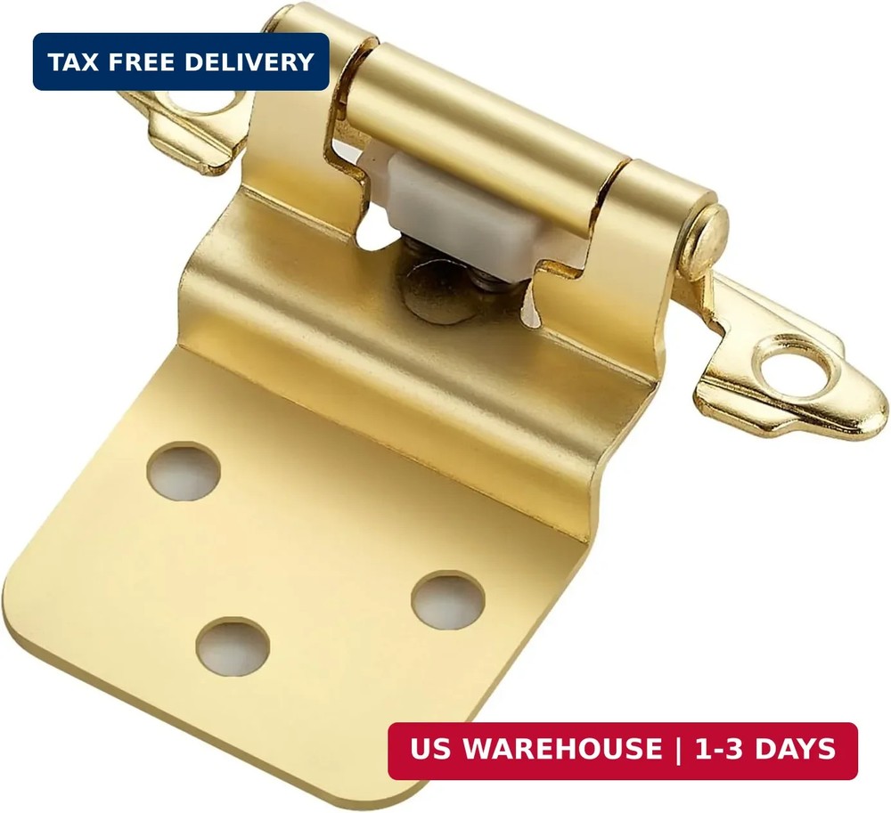 4 Pack (2 Pairs) 3/8 Inch Inset Cabinet Hinges, Self-Closing Face Mount Hinges w
