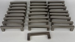Lot Of 25 – Drawer Pulls Square Nickel Finish / Silver With Screws. 3 3/8x 1 1/8