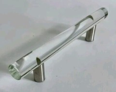 S/2 Crystal Glass Pull Handle Bar 7.75″L Chrome Stainless Steel 1″D 4Screws New
