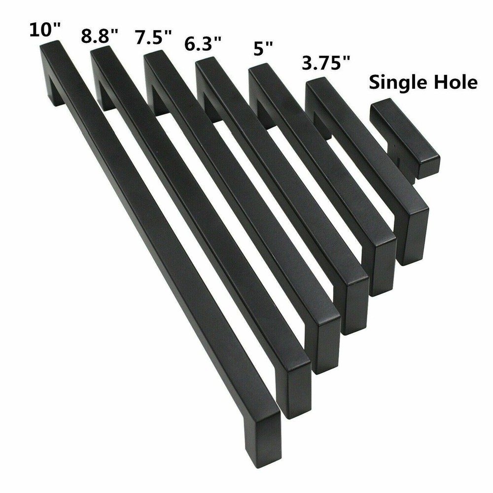 Black Kitchen Square Cabinet Handles Drawer Pull Knobs Stainless Steel 12mm 1/2″