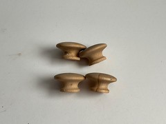 Set of 4 Unfinished Wood Round Flat Mushroom Shape Drawer Pulls