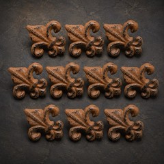 New Cast Iron Fleur de Lis Cabinet Drawer Pulls French Country Set of 10