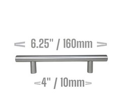 10-Pack Modern Euro Style Brushed Stainless Cabinet Drawer Bar Pulls 6.25″/160mm
