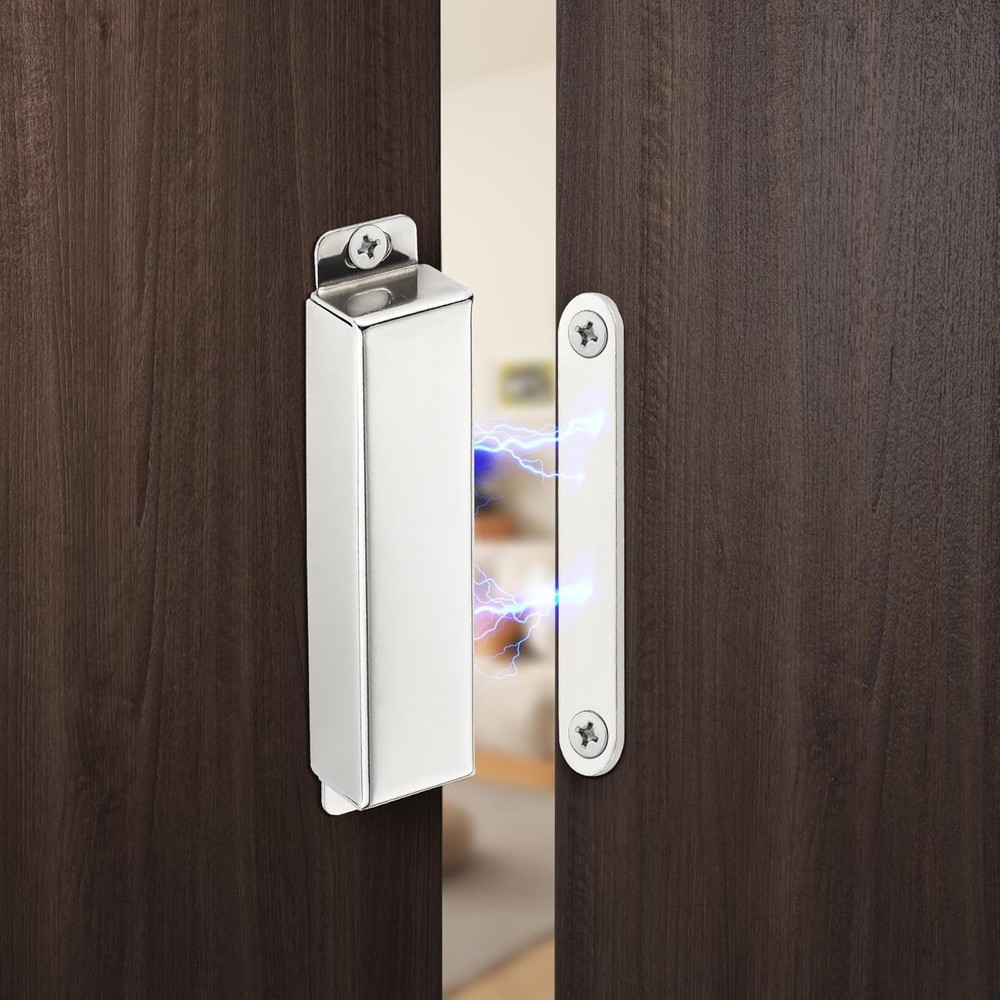 2 Pack | Heavy-Duty Magnetic Door Catch – 90lb Pull Large-90Lbs, Silver
