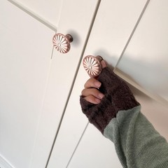 6 PCS Antique Copper Cabinet Knobs 1.3 Inch 34mm Zinc Alloy Floral 9010