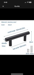 13 Pack Black Cabinet Pulls Stainless Steel Drawer T Bar Handles PD3383HBK102