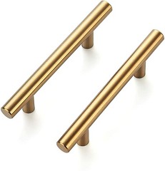 Brushed Brass Cabinet Handles Round Drawer Pulls 6 Inch 30 Pack